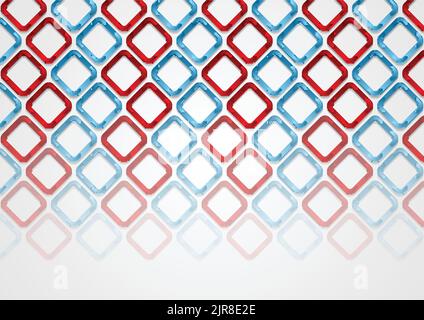 Red and blue squares abstract tech pattern background. Vector design Stock Vector