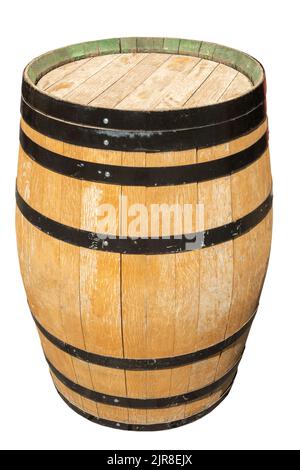 Old wooden beer barrel isolated on white background Stock Photo