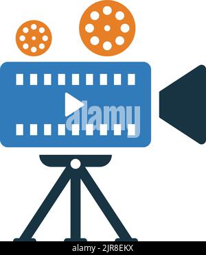 Film, video, videography icon - Vector EPS file. Perfect use for print media, web, stock images, commercial use or any kind of design project. Stock Vector