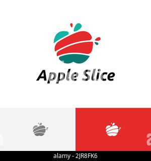 Apple Slice Splash Fresh Fruit Juice Logo Stock Vector