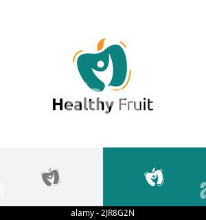 Healthy Fresh Fruit Green Apple Simple Logo Stock Vector