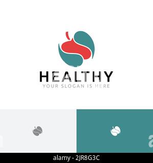 Healthy Food Apple Fruit Balance Nutrition Logo Stock Vector