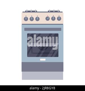 Kitchen stove gas oven flat design style vector Stock Vector