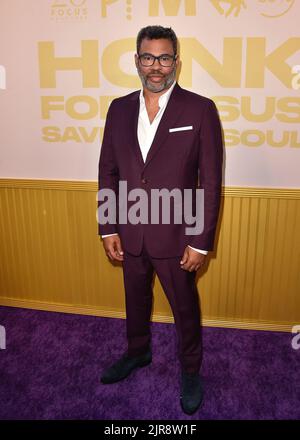 Jordan Peele walking the red carpet at the premiere of 'Honk For Jesus. Save Your Soul'  at Regal LA Live in Los Angeles, CA on August 22, 2022. (Photo By Scott Kirkland/Sipa USA) Stock Photo