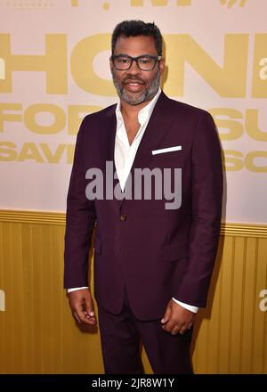 Jordan Peele walking the red carpet at the premiere of 'Honk For Jesus. Save Your Soul'  at Regal LA Live in Los Angeles, CA on August 22, 2022. (Photo By Scott Kirkland/Sipa USA) Stock Photo