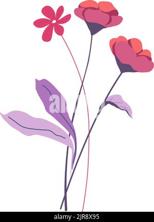 Flower bouquet, wildflowers poppy and daisies Stock Vector