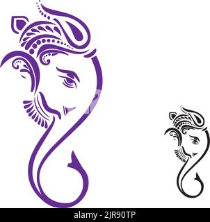 lord Ganesh. Ganesh Puja. Ganesh Chaturthi. It is used for postcards, prints, textiles, tattoo. Ornament beautiful card with God Ganesha. Illustration Stock Vector