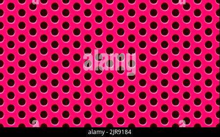 seamless pattern of pink perforated metal plate sheet panel Stock Photo