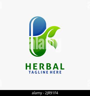 Herbal capsule logo design Stock Vector