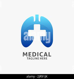 Medical healthcare logo design in lungs shape Stock Vector