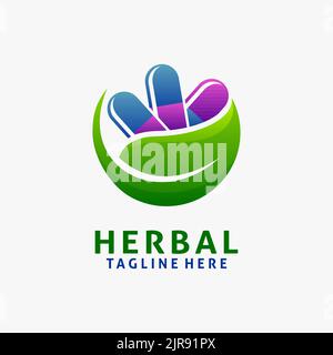 Herbal capsule logo design Stock Vector