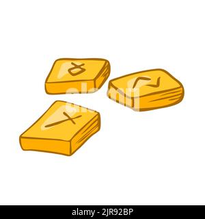 Wooden runes with symbols. Vector illustration in hand drawn style Stock Vector