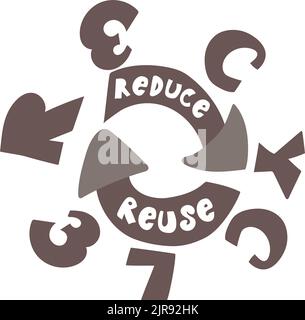 Reduce reuse recycle. Eco activist motivational quote vector lettering Stock Vector