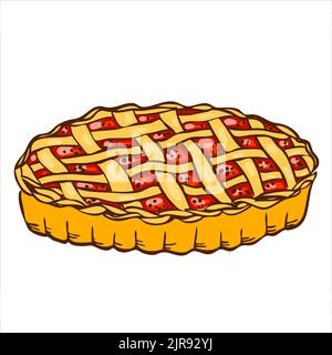 Delicious homemade apple pie. Vector illustration in hand drawn style Stock Vector