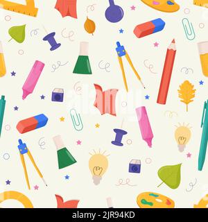 School and education related objects seamless pattern. Vector illustration Stock Vector