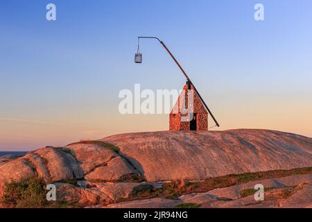 The end of the world - Vippefyr ancient lighthouse at Verdens Ende in Norway Stock Photo