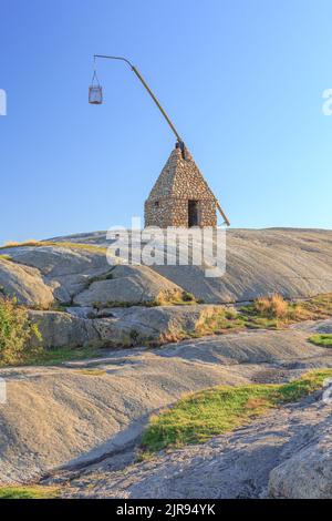 The end of the world - Vippefyr ancient lighthouse at Verdens Ende in Norway Stock Photo