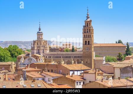 Elevated view of Tarazona cathedral in Aragon, Spain Stock Photo