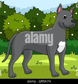 Great Dane Dog Colored Cartoon Illustration Stock Vector