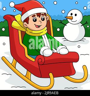 Christmas Boy Riding On Sleigh Cartoon Clipart Stock Vector Image & Art ...