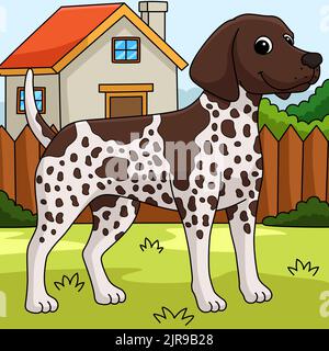 German Shorthaired Pointer Dog Colored Cartoon Stock Vector