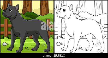 Cane Corso Dog Coloring Page Colored Illustration Stock Vector