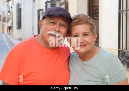 Senior citizens falling in love Stock Photo