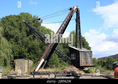 Old crane on Diglis island, Worcester, England, UK. Stock Photo