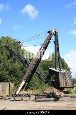 Old crane on Diglis island, Worcester, England, UK. Stock Photo