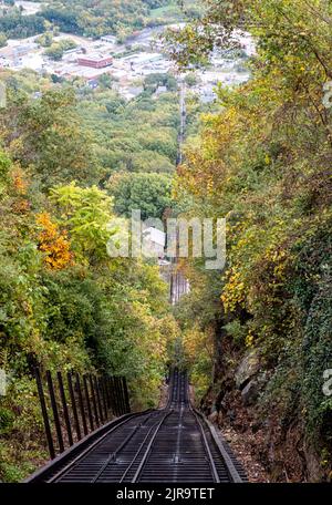 The funicular incline railway, up and down the side of Lookout Mountain in Chattanooga, Tennessee Stock Photo