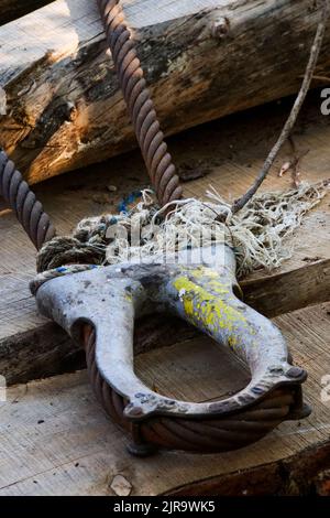 Old shackle, Ancient shipyard, Kavala, Macedonia, North-Eastern Greece, Stock Photo