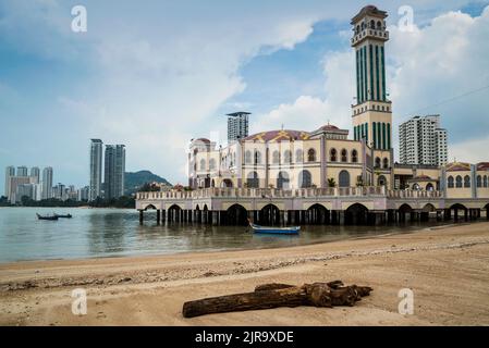 Tanjung Bungah floating mosque, Pulau Pinang, Malaysia Stock Photo