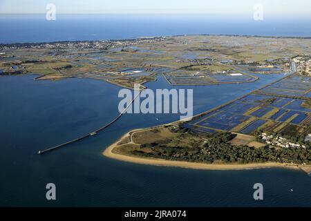 Noirmoutier-en-l'Ile (central-western France): aerial view of the marina in the northern part of the island of Noirmoutier Stock Photo
