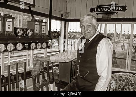 Llangollen station heritage, historic signal box, North Wales, UK Stock Photo