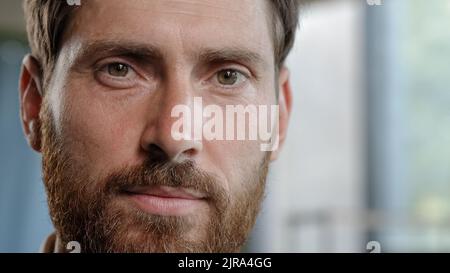 Male portrait front view close up headshot proud serious successful professional man bearded adult 40s millennial specialist boss leader consultant Stock Photo