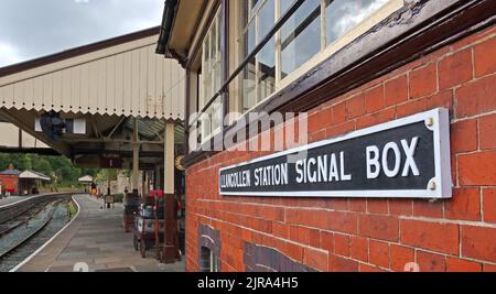 Llangollen station heritage, historic signal box, North Wales, UK Stock Photo