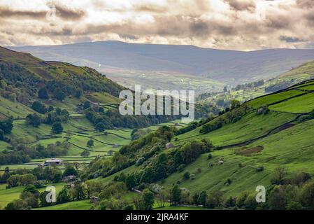 View of the Yorkshire Dales, Gunnerside, Richmondshire, North Yorkshire, UK. Stock Photo