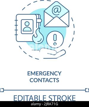 Emergency contacts turquoise concept icon Stock Vector