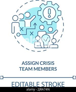 Assign crisis team members turquoise concept icon Stock Vector