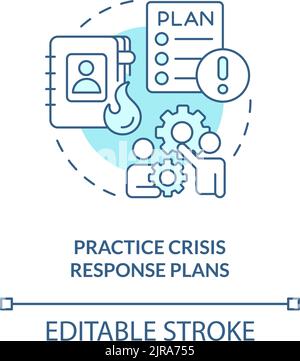 Practice crisis response plans turquoise concept icon Stock Vector