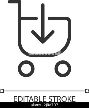 Loading shopping cart pixel perfect linear ui icon Stock Vector