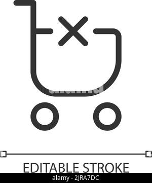 Clear shopping cart pixel perfect linear ui icon Stock Vector