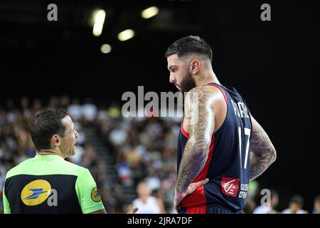 Vincent Poirier during second match for the France Basket team vs Italy in Montpellier as preparing for Eurobasket 2022 Stock Photo