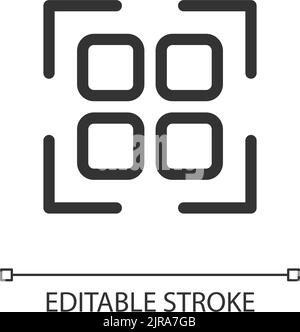 Scanning qr code pixel perfect linear ui icon Stock Vector
