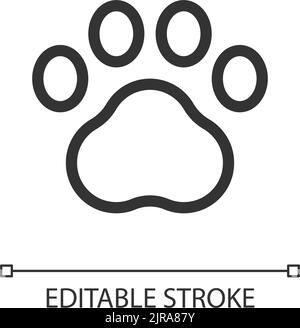 Pet paw pixel perfect linear ui icon Stock Vector
