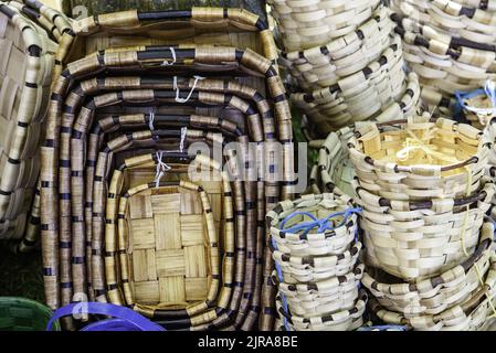 Detail of handmade wicker baskets, tradition Stock Photo