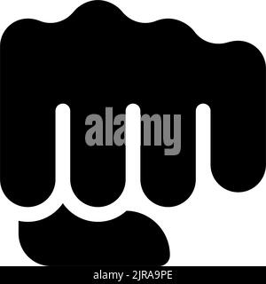 Punching fist black glyph icon Stock Vector