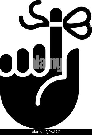 Knot on finger for memory black glyph icon Stock Vector