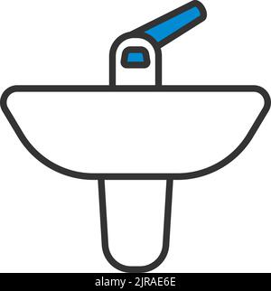 Wash Basin Icon. Editable Bold Outline With Color Fill Design. Vector Illustration. Stock Vector