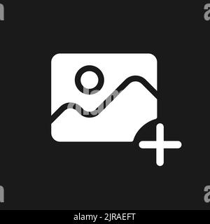 Add picture dark mode glyph ui icon Stock Vector